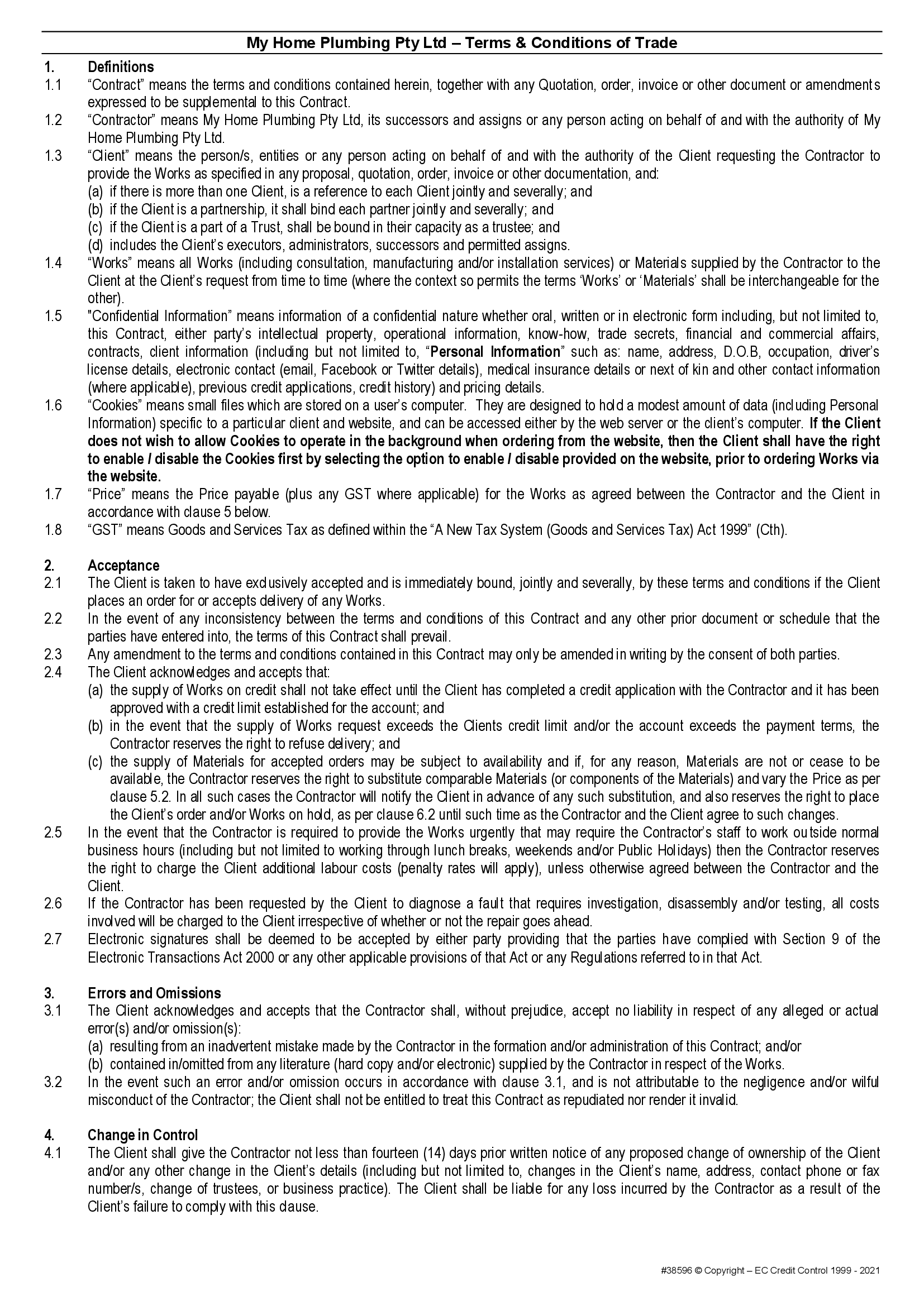 MHP terms and conditions page 1